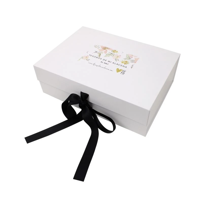 Custom Gift Boxes With Logo And Black Ribbon Custom Gift Boxes With Logo And Black Ribbon